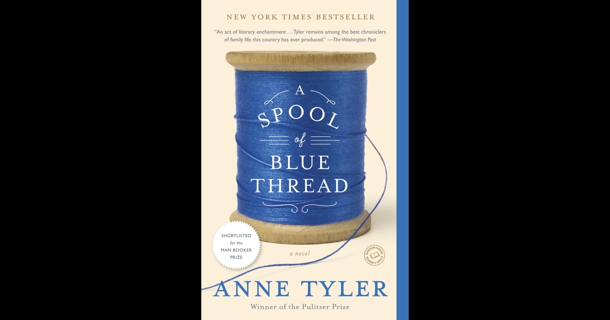 a spool of blue thread