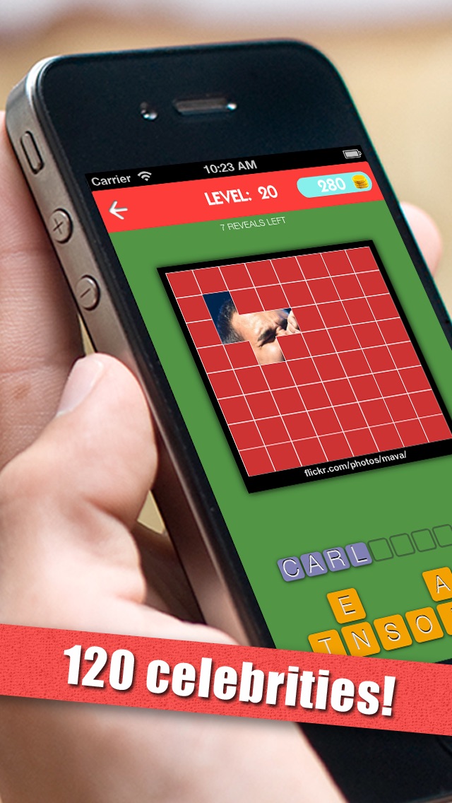 Screenshots of Guess My Celeb - Guess who's the famous celebrity in this word trivia quiz game for iPhone