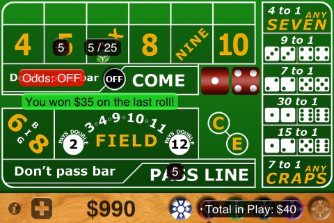 Craps midnight bet