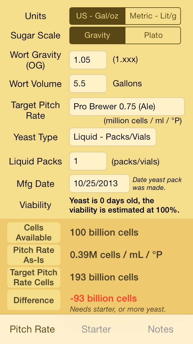 Yeast Pitch Rate and ... screenshot1
