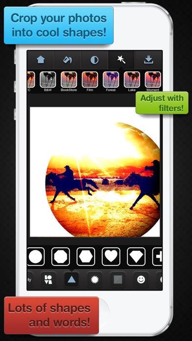 Screenshots of Insta Shapes - Snap pics & frame photos to silhouette symbol & alter for posts on IG, Fbook, flicker, tagged & tumblr for iPhone