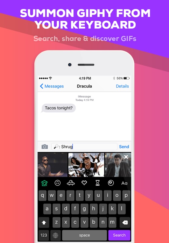 giphy keys. the gif keyboard