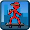 Stick-Man Skate-boarding City Sport Block Jump skate sport 