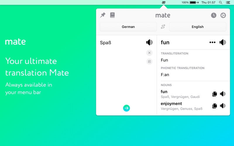 Mate – best Instant Translator for Mac 4.0.0 破解版 – 优秀的多国语言实时翻译工具
