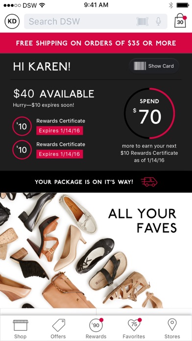Screenshots of DSW Designer Shoe Warehouse for iPhone