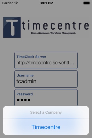 Screenshot of TimeCentre