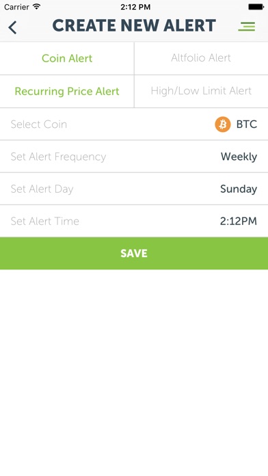 Screenshots of CoinCap for iPhone