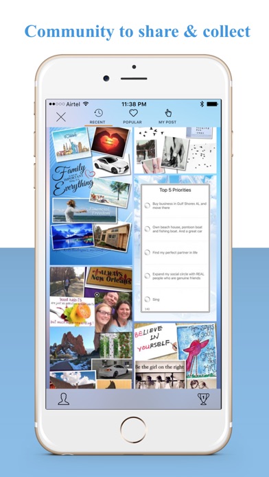 Vision board app for desk top