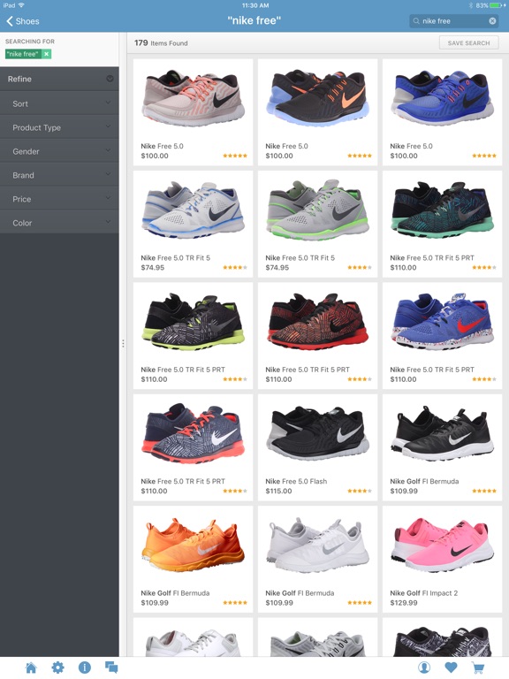 Screenshots of Zappos for iPad