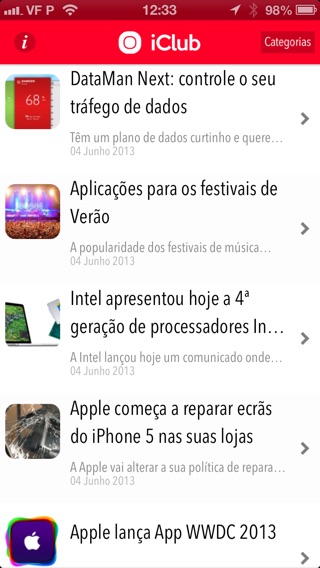 Captura de ecrã do iPhone 2