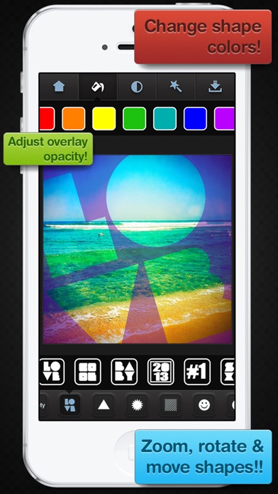 Screenshots of Insta Shapes - Snap pics & frame photos to silhouette symbol & alter for posts on IG, Fbook, flicker, tagged & tumblr for iPhone