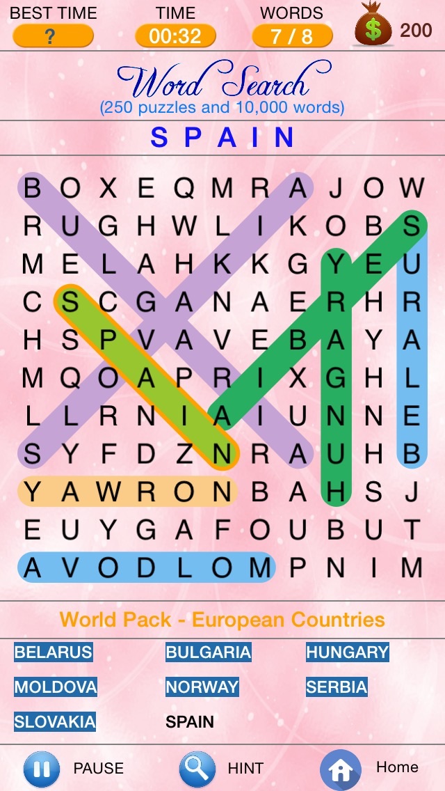 Screenshots of Word Search - Find Little Crosswords, Spider & Freecell Solitaire, Brain Challenged Puzzles for iPhone