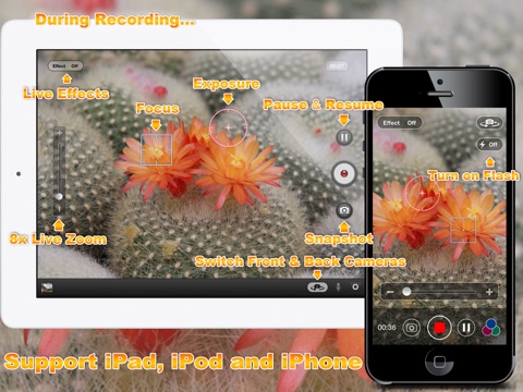 Video Zoom Pro: HD Camera with Live Zoom, Effects, Pause, snapshot photo and Movie Sharingのおすすめ画像2