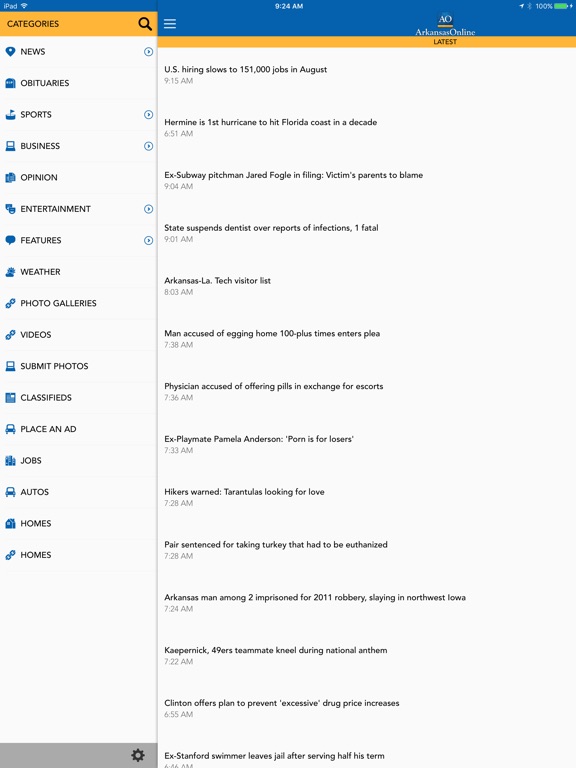 Screenshots of Arkansas Online Mobile for iPad