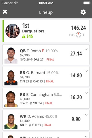 DraftKings Fantasy Sports UK screenshot