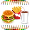 Food Coloring Book for Adults and Kids: Learn to color and draw a fast food, rice and more fast food facts 