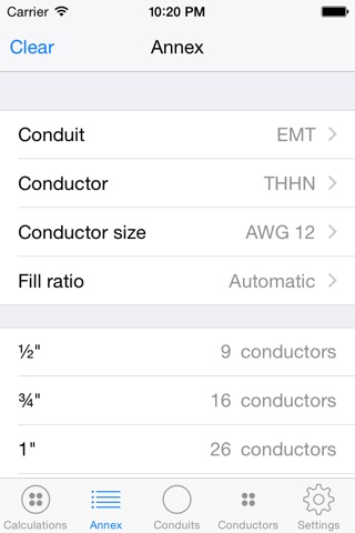 Conduit Fill Calculator screenshot