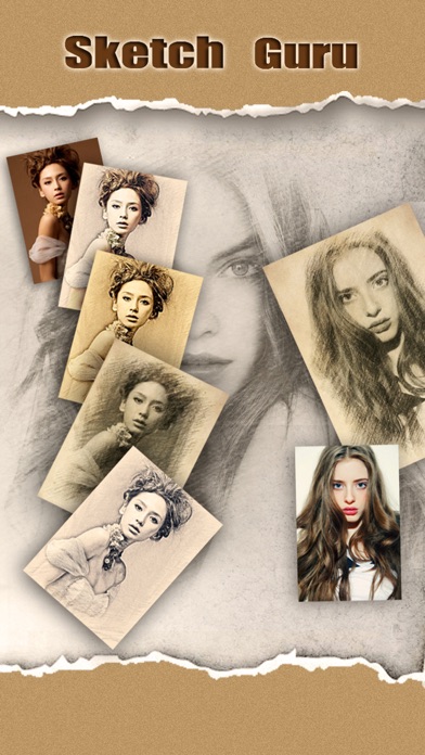 Screenshots of Sketch Guru HD - Portrait Photo Editor to add pencil & cartoon effects, texts, stickers on pic for iPhone